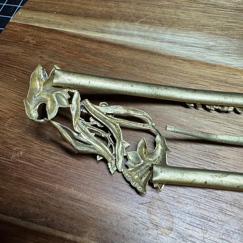 Vintage Art Nouveau Brass Floral Sash Buckle Ornate Lily Rose Edwardian Style